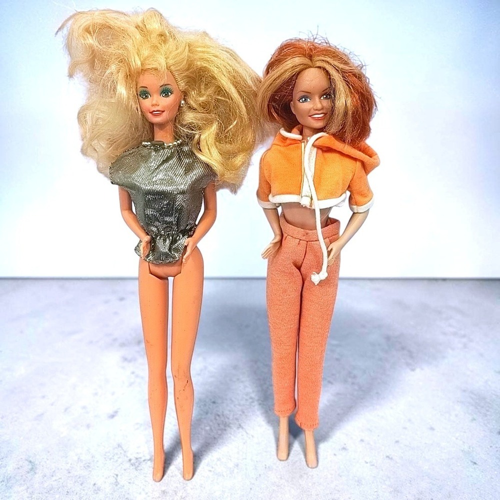 VTG 1990s Barbie & Spice Girls Mel B Doll Lot Mattel Galoob Orange Gold 11.5"